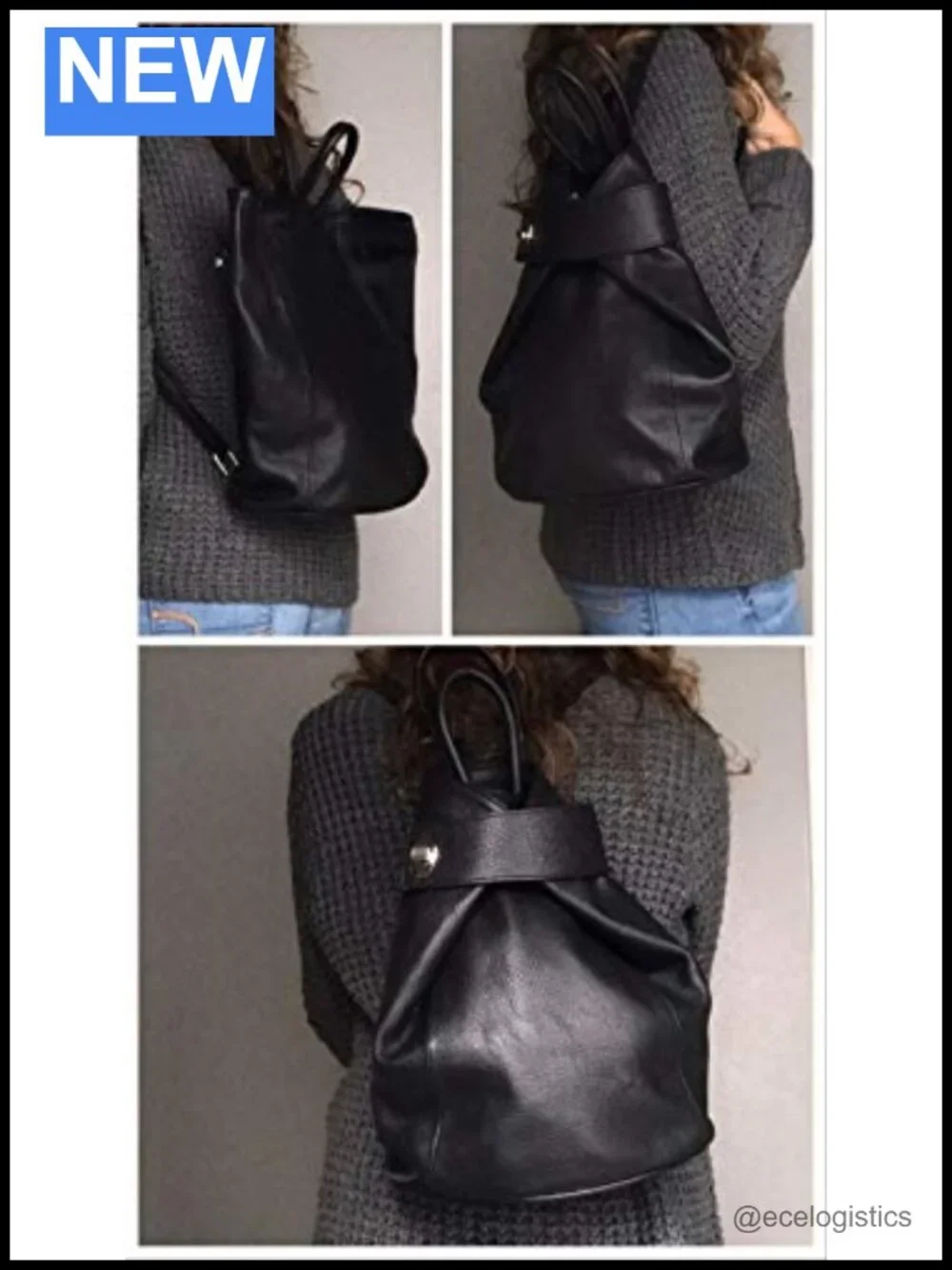 Italian Leather Convertible Backpack Tote Purse 3-in-1 Travel Work